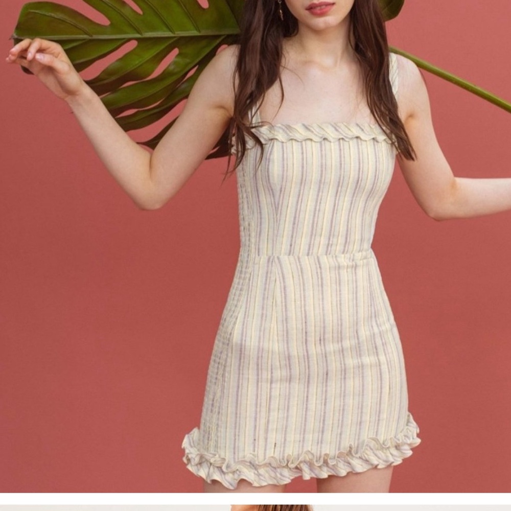 Reformation Striped Cream Dress